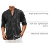 image:imageCOOFANDY Mens Cuban Guayabera Shirt Casual Long Sleeve Button Down Shirts Band Collar Linen Summer Beach ShirtBlack