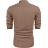image:imageCOOFANDY Mens Cuban Guayabera Shirt Casual Long Sleeve Button Down Shirts Band Collar Linen Summer Beach ShirtBrown