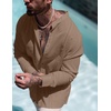 image:imageCOOFANDY Mens Cuban Guayabera Shirt Casual Long Sleeve Button Down Shirts Band Collar Linen Summer Beach ShirtBrown