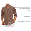 image:imageCOOFANDY Mens Cuban Guayabera Shirt Casual Long Sleeve Button Down Shirts Band Collar Linen Summer Beach ShirtBrown