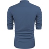 image:imageCOOFANDY Mens Cuban Guayabera Shirt Casual Long Sleeve Button Down Shirts Band Collar Linen Summer Beach ShirtDenim Blue