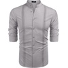 image:imageCOOFANDY Mens Cuban Guayabera Shirt Casual Long Sleeve Button Down Shirts Band Collar Linen Summer Beach ShirtGrey