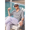 image:imageCOOFANDY Mens Cuban Guayabera Shirt Casual Long Sleeve Button Down Shirts Band Collar Linen Summer Beach ShirtGrey