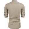image:imageCOOFANDY Mens Cuban Guayabera Shirt Casual Long Sleeve Button Down Shirts Band Collar Linen Summer Beach ShirtKhaki
