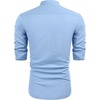 image:imageCOOFANDY Mens Cuban Guayabera Shirt Casual Long Sleeve Button Down Shirts Band Collar Linen Summer Beach ShirtLight Blue