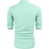 image:imageCOOFANDY Mens Cuban Guayabera Shirt Casual Long Sleeve Button Down Shirts Band Collar Linen Summer Beach ShirtLight Green