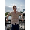 image:imageCOOFANDY Mens Cuban Guayabera Shirt Casual Long Sleeve Button Down Shirts Band Collar Linen Summer Beach ShirtLight Tan