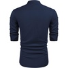 image:imageCOOFANDY Mens Cuban Guayabera Shirt Casual Long Sleeve Button Down Shirts Band Collar Linen Summer Beach ShirtNavy Blue