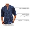 image:imageCOOFANDY Mens Cuban Guayabera Shirt Casual Long Sleeve Button Down Shirts Band Collar Linen Summer Beach ShirtNavy Blue