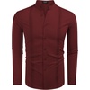 image:imageCOOFANDY Mens Cuban Guayabera Shirt Casual Long Sleeve Button Down Shirts Band Collar Linen Summer Beach ShirtWine Red