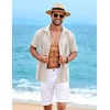 image:imageCOOFANDY Mens Cuban Guayabera Shirt Short Sleeve Casual Button Down Shirts Summer Beach Vacation ShirtsBeige