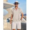 image:imageCOOFANDY Mens Cuban Guayabera Shirt Short Sleeve Casual Button Down Shirts Summer Beach Vacation ShirtsBeige