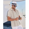 image:imageCOOFANDY Mens Cuban Guayabera Shirt Short Sleeve Casual Button Down Shirts Summer Beach Vacation ShirtsBeige