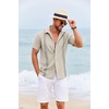 image:imageCOOFANDY Mens Cuban Guayabera Shirt Short Sleeve Casual Button Down Shirts Summer Beach Vacation ShirtsBeige