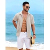 image:imageCOOFANDY Mens Cuban Guayabera Shirt Short Sleeve Casual Button Down Shirts Summer Beach Vacation ShirtsBeige