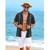 image:imageCOOFANDY Mens Cuban Guayabera Shirt Short Sleeve Casual Button Down Shirts Summer Beach Vacation ShirtsBlack