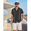 image:imageCOOFANDY Mens Cuban Guayabera Shirt Short Sleeve Casual Button Down Shirts Summer Beach Vacation ShirtsBlack