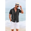 image:imageCOOFANDY Mens Cuban Guayabera Shirt Short Sleeve Casual Button Down Shirts Summer Beach Vacation ShirtsBlack