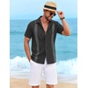 image:imageCOOFANDY Mens Cuban Guayabera Shirt Short Sleeve Casual Button Down Shirts Summer Beach Vacation ShirtsBlack