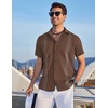 image:imageCOOFANDY Mens Cuban Guayabera Shirt Short Sleeve Casual Button Down Shirts Summer Beach Vacation ShirtsBrown