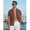 image:imageCOOFANDY Mens Cuban Guayabera Shirt Short Sleeve Casual Button Down Shirts Summer Beach Vacation ShirtsBrown