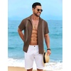 image:imageCOOFANDY Mens Cuban Guayabera Shirt Short Sleeve Casual Button Down Shirts Summer Beach Vacation ShirtsBrown