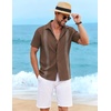 image:imageCOOFANDY Mens Cuban Guayabera Shirt Short Sleeve Casual Button Down Shirts Summer Beach Vacation ShirtsBrown