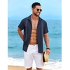 image:imageCOOFANDY Mens Cuban Guayabera Shirt Short Sleeve Casual Button Down Shirts Summer Beach Vacation ShirtsDark Navy