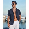 image:imageCOOFANDY Mens Cuban Guayabera Shirt Short Sleeve Casual Button Down Shirts Summer Beach Vacation ShirtsDark Navy
