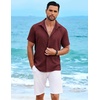image:imageCOOFANDY Mens Cuban Guayabera Shirt Short Sleeve Casual Button Down Shirts Summer Beach Vacation ShirtsDeep Red