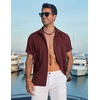 image:imageCOOFANDY Mens Cuban Guayabera Shirt Short Sleeve Casual Button Down Shirts Summer Beach Vacation ShirtsDeep Red