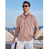 image:imageCOOFANDY Mens Cuban Guayabera Shirt Short Sleeve Casual Button Down Shirts Summer Beach Vacation ShirtsDusty Rose