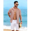 image:imageCOOFANDY Mens Cuban Guayabera Shirt Short Sleeve Casual Button Down Shirts Summer Beach Vacation ShirtsDusty Rose