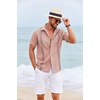 image:imageCOOFANDY Mens Cuban Guayabera Shirt Short Sleeve Casual Button Down Shirts Summer Beach Vacation ShirtsDusty Rose