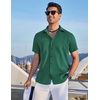 image:imageCOOFANDY Mens Cuban Guayabera Shirt Short Sleeve Casual Button Down Shirts Summer Beach Vacation ShirtsForest Green