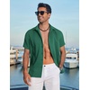 image:imageCOOFANDY Mens Cuban Guayabera Shirt Short Sleeve Casual Button Down Shirts Summer Beach Vacation ShirtsForest Green