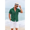 image:imageCOOFANDY Mens Cuban Guayabera Shirt Short Sleeve Casual Button Down Shirts Summer Beach Vacation ShirtsForest Green