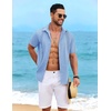 image:imageCOOFANDY Mens Cuban Guayabera Shirt Short Sleeve Casual Button Down Shirts Summer Beach Vacation ShirtsLight Blue