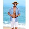 image:imageCOOFANDY Mens Cuban Guayabera Shirt Short Sleeve Casual Button Down Shirts Summer Beach Vacation ShirtsLight Blue