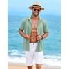 image:imageCOOFANDY Mens Cuban Guayabera Shirt Short Sleeve Casual Button Down Shirts Summer Beach Vacation ShirtsLight Green