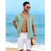 image:imageCOOFANDY Mens Cuban Guayabera Shirt Short Sleeve Casual Button Down Shirts Summer Beach Vacation ShirtsLight Green