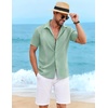 image:imageCOOFANDY Mens Cuban Guayabera Shirt Short Sleeve Casual Button Down Shirts Summer Beach Vacation ShirtsLight Green