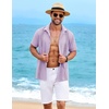 image:imageCOOFANDY Mens Cuban Guayabera Shirt Short Sleeve Casual Button Down Shirts Summer Beach Vacation ShirtsLilac