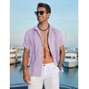 image:imageCOOFANDY Mens Cuban Guayabera Shirt Short Sleeve Casual Button Down Shirts Summer Beach Vacation ShirtsLilac