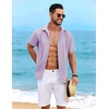 image:imageCOOFANDY Mens Cuban Guayabera Shirt Short Sleeve Casual Button Down Shirts Summer Beach Vacation ShirtsLilac