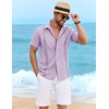 image:imageCOOFANDY Mens Cuban Guayabera Shirt Short Sleeve Casual Button Down Shirts Summer Beach Vacation ShirtsLilac