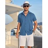 image:imageCOOFANDY Mens Cuban Guayabera Shirt Short Sleeve Casual Button Down Shirts Summer Beach Vacation ShirtsNavy