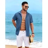 image:imageCOOFANDY Mens Cuban Guayabera Shirt Short Sleeve Casual Button Down Shirts Summer Beach Vacation ShirtsNavy