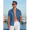 image:imageCOOFANDY Mens Cuban Guayabera Shirt Short Sleeve Casual Button Down Shirts Summer Beach Vacation ShirtsNavy