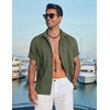 image:imageCOOFANDY Mens Cuban Guayabera Shirt Short Sleeve Casual Button Down Shirts Summer Beach Vacation ShirtsOlive Green